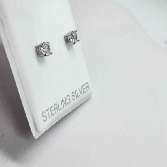 Brand New  Sterling Silver 925 White GemStone Studs - Earrings - Picture 3 of 4
